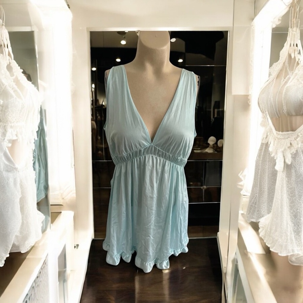 Vintage '70's JILL ANDREA NEW YORK Blue Sz Medium Babydoll Nightie
